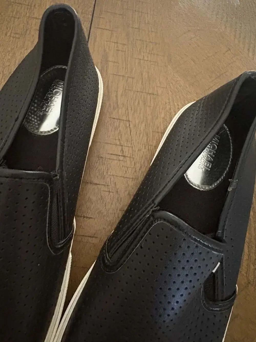 Michael Kors Women's Perforated Black Leather Slip-On Sneakers
